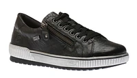 Ottawa Black Leather Zipper Lace-Up Sneaker