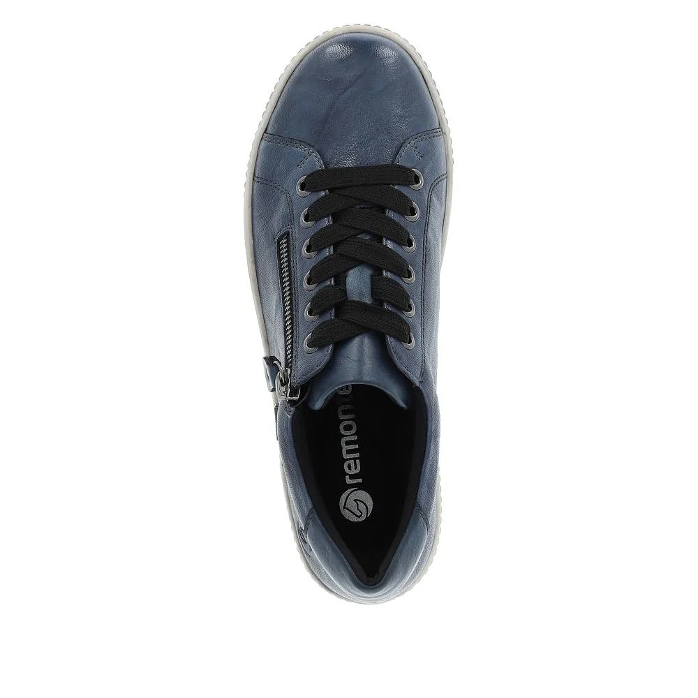 Ottawa Black Leather Zipper Lace-Up Sneaker
