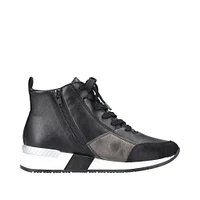 Micro Stretch Black Lace-Up Wedge Sneaker