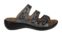 Ibiza 66 Anthracite Metallic Leather Slide Sandal