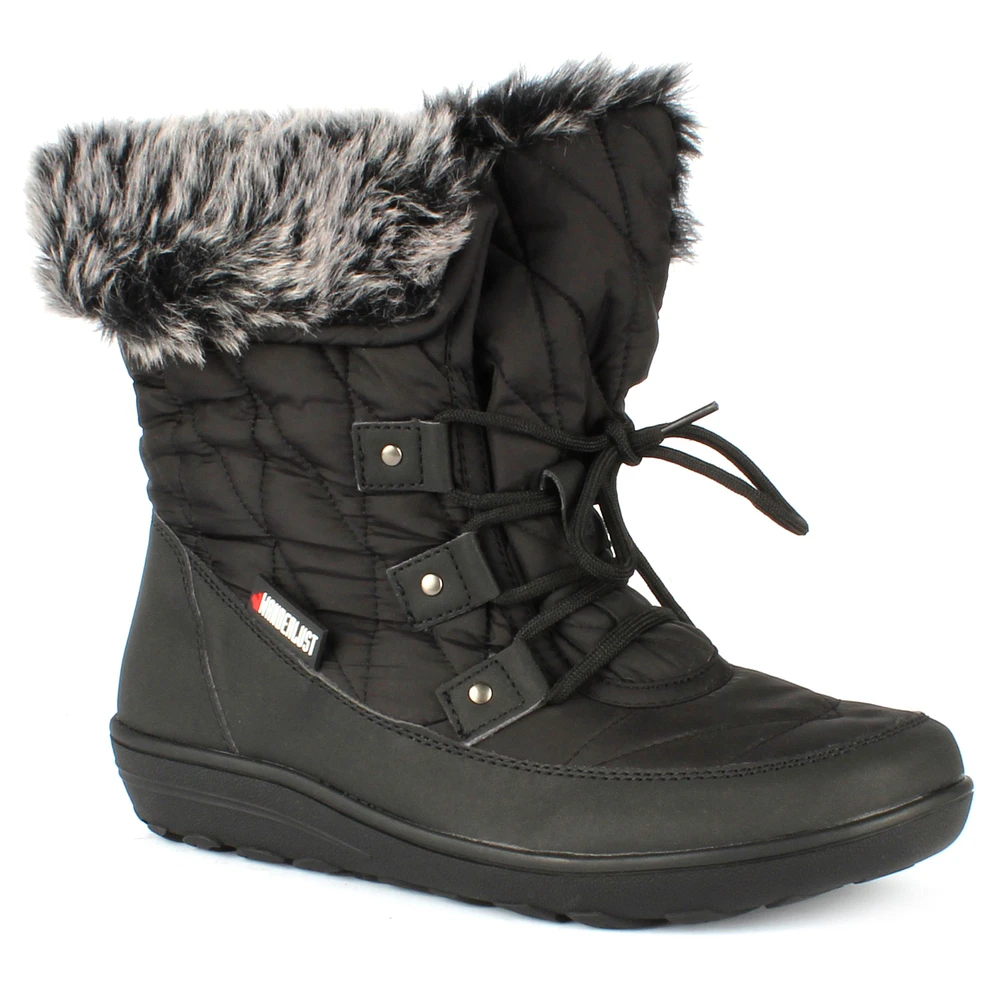 Snowflake Black Lace-up Winter Boot