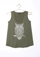 Women's Owl Scoop Neck Tank