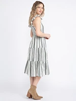 Women's Stripe Tiered Midi Dress