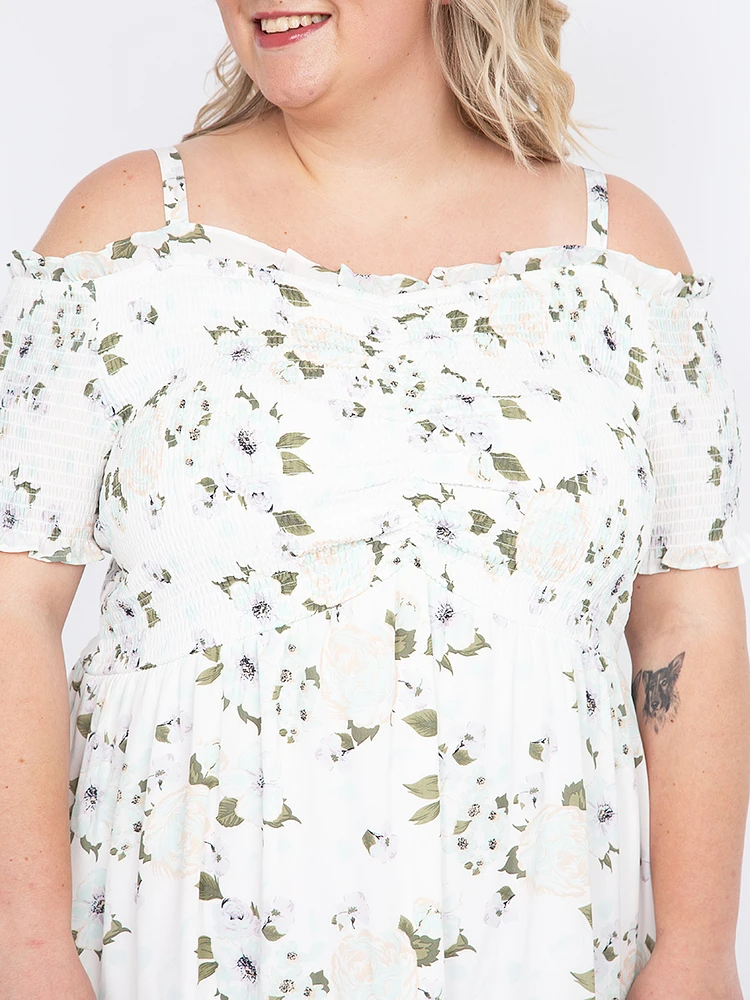 Women's Cold Shoulder Midi Dress