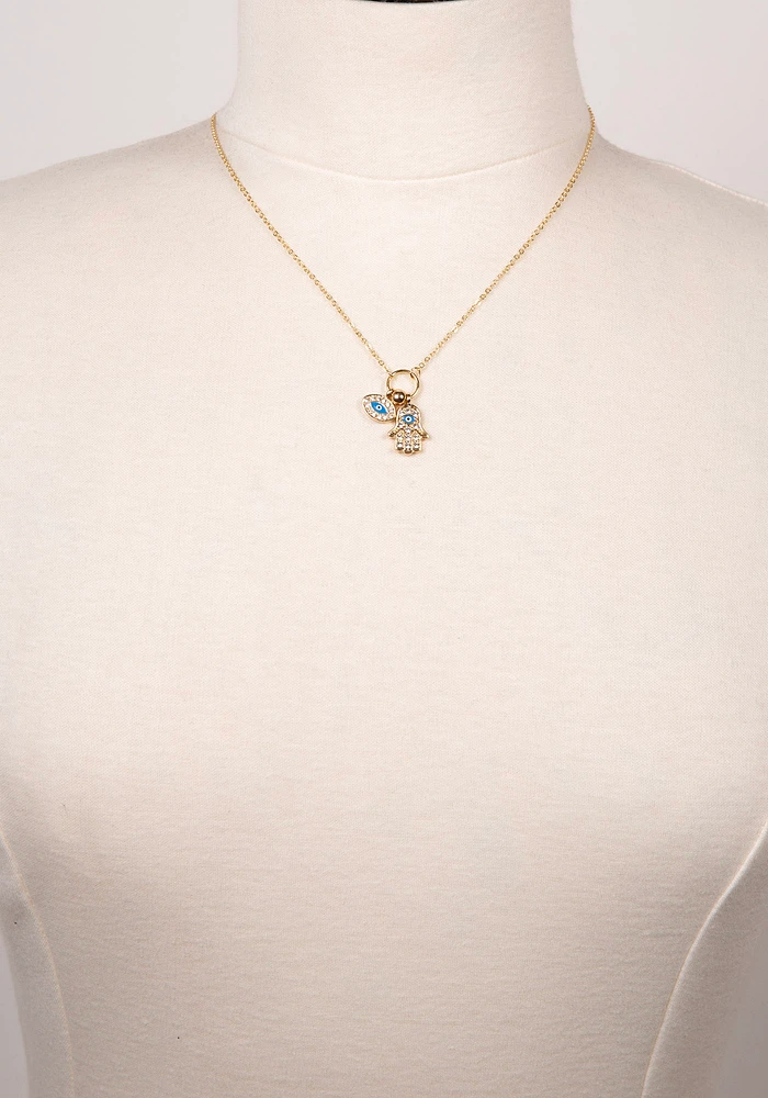 Evil Eye & Hasma Hand Pendant Necklace