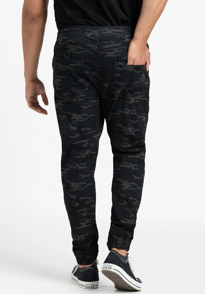 Men's Black Camo Stretch Twill Jogger