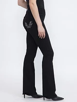 Women's Embellished Back Pocket Black Baby Boot Jeans