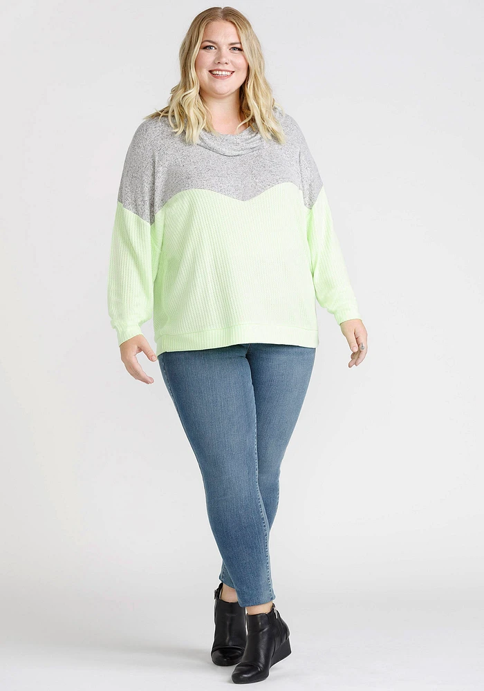 Women's Colour Block Cowl Neck Top