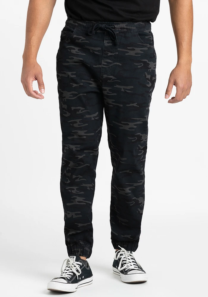 Men's Black Camo Stretch Twill Jogger