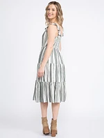 Women's Stripe Tiered Midi Dress