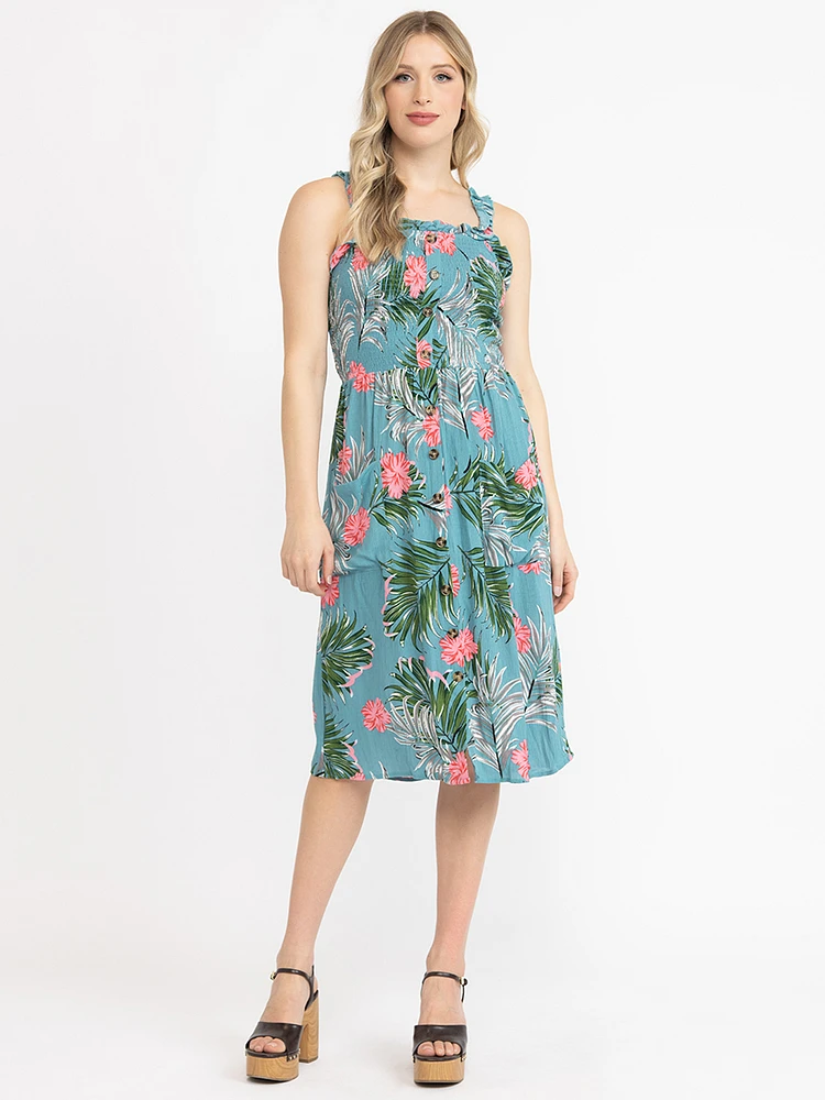 Women's Smocked Button Front Dress