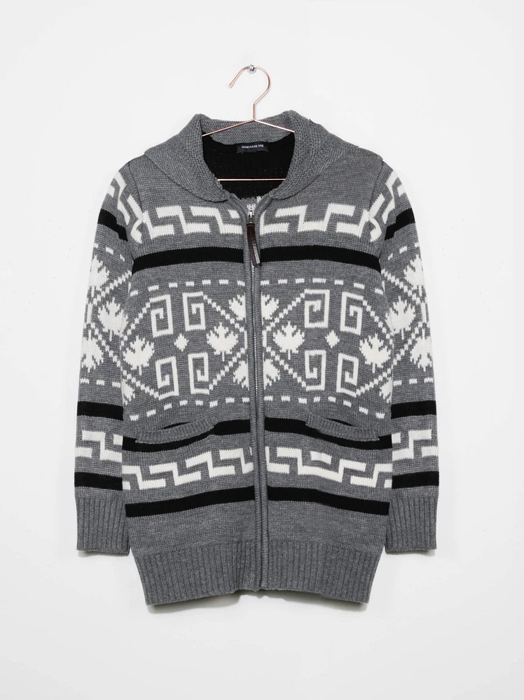 Women's Geometric Zip Front Cardigan