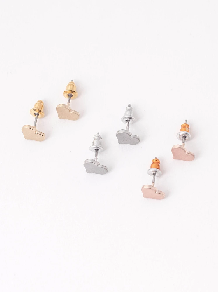 Women's Brushed Metal Heart Earrings