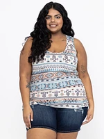 Women's Geometric Side Ruched Tank