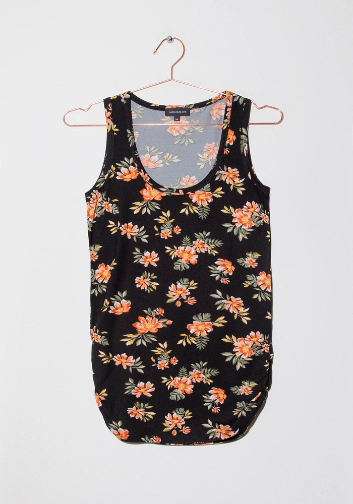 Women's Tropical Side Ruched Tank