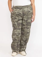 Women's Plus 2 Button Camo Baggy Cargo Pants