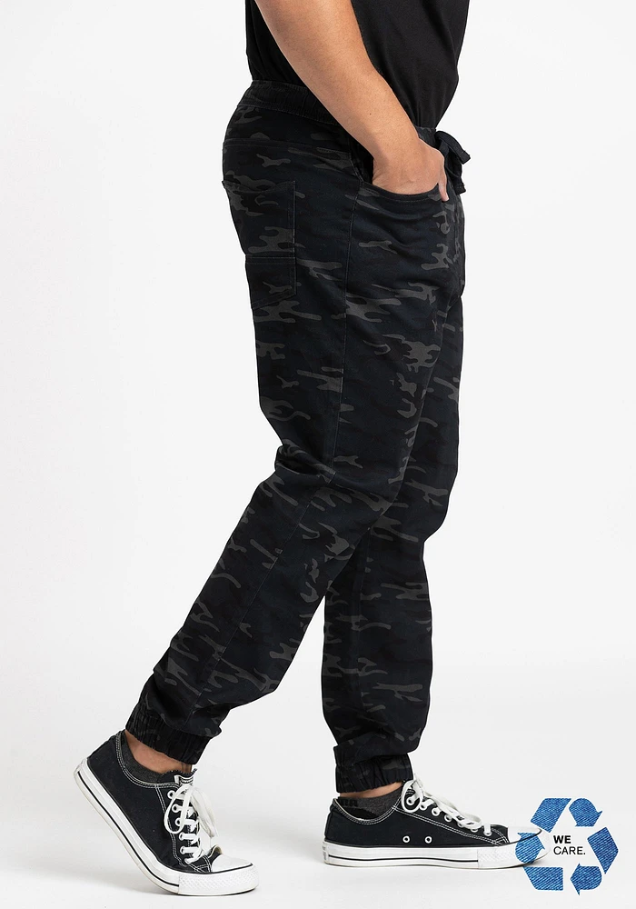 Men's Black Camo Stretch Twill Jogger
