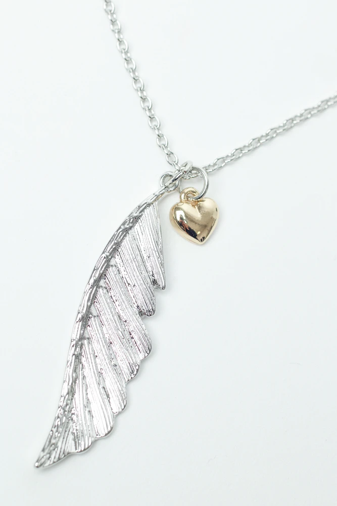 Women's Wing Heart Charm Necklace