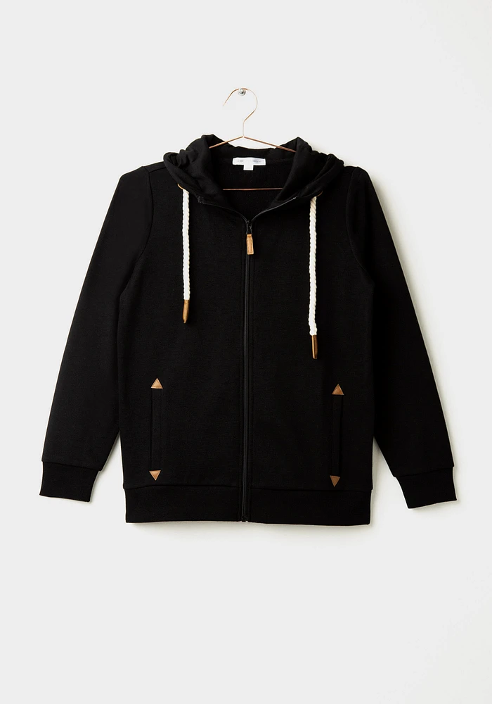 Women's Solid Zip Hoodie