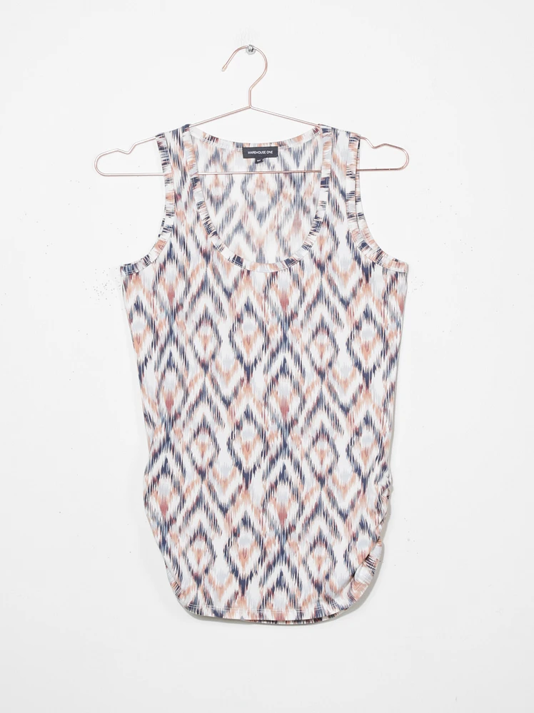 Women's Ikat Side Ruched Tank