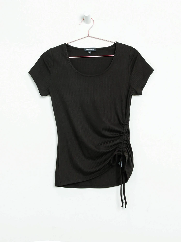 Women's Ruched Cap Sleeve Tee