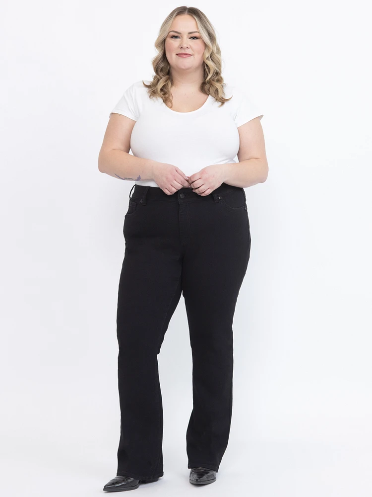 Women's Plus Embellished Back Pocket Black Baby Boot Jeans