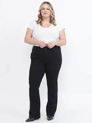 Women's Plus Embellished Back Pocket Black Baby Boot Jeans