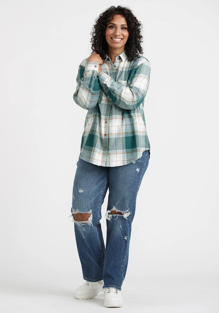 Women's Boyfriend Flannel Plaid Shirt