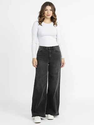 Women's Black High Rise Wide Leg Jeans