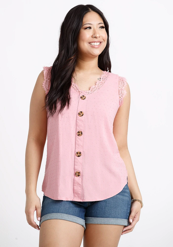 Women's Sleeveless Button Front Top