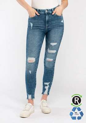 Women's High Rise Destroyed Ankle Skinny Jeans