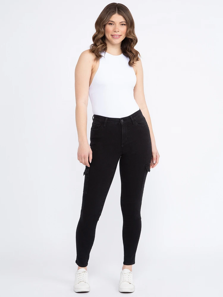 Women's Black Wash Cargo Skinny Jeans