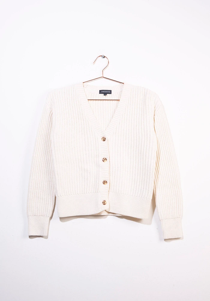 Women's Ribbed Button Up Cardigan
