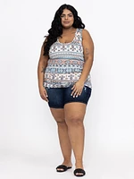 Women's Geometric Side Ruched Tank