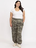 Women's Plus 2 Button Camo Baggy Cargo Pants