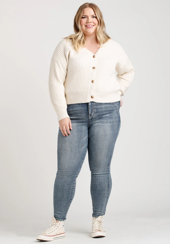Women's Ribbed Button Up Cardigan