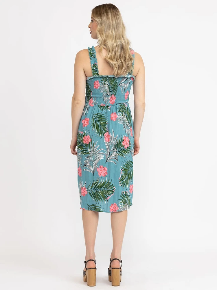 Women's Smocked Button Front Dress