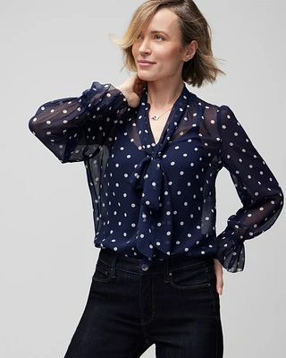 Long Sleeve Tie Neck Blouse
