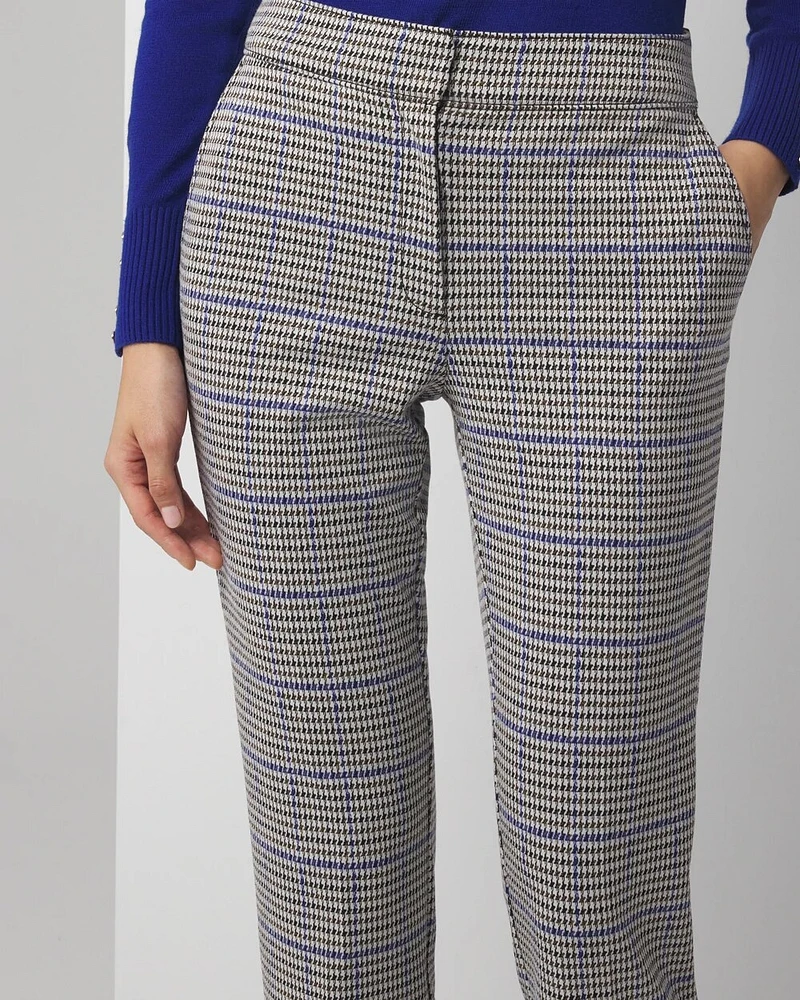 Straight Leg Houndstooth Luxe Plaid Pants