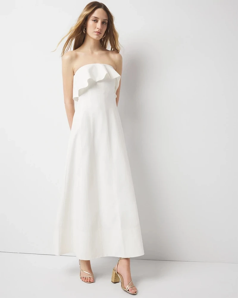 Linen-Blend Strapless Maxi Dress