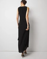 Cowl Neck Ruched Midi Dress