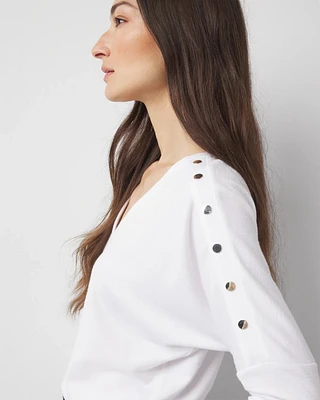 Snap Detail Dolman Sleeve Top