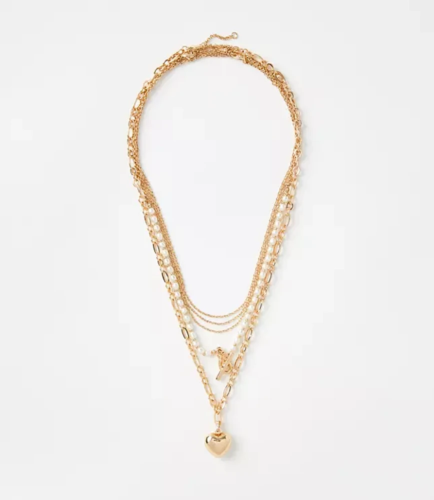 【TATIANA】CUPID HEART TOGGLE PEARL NECKLACE★2色 Two Tone Heart Toggle Necklace – The Golden Bear