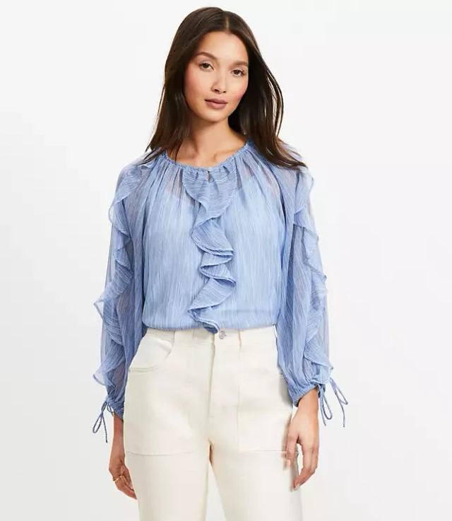 Loft Chiffon Ruffle Tie Cuff Blouse | The Summit