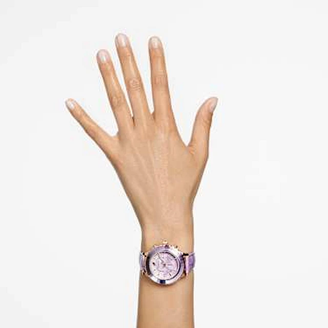 Swarovski Octea lux chrono watch, Swiss Made, Leather strap