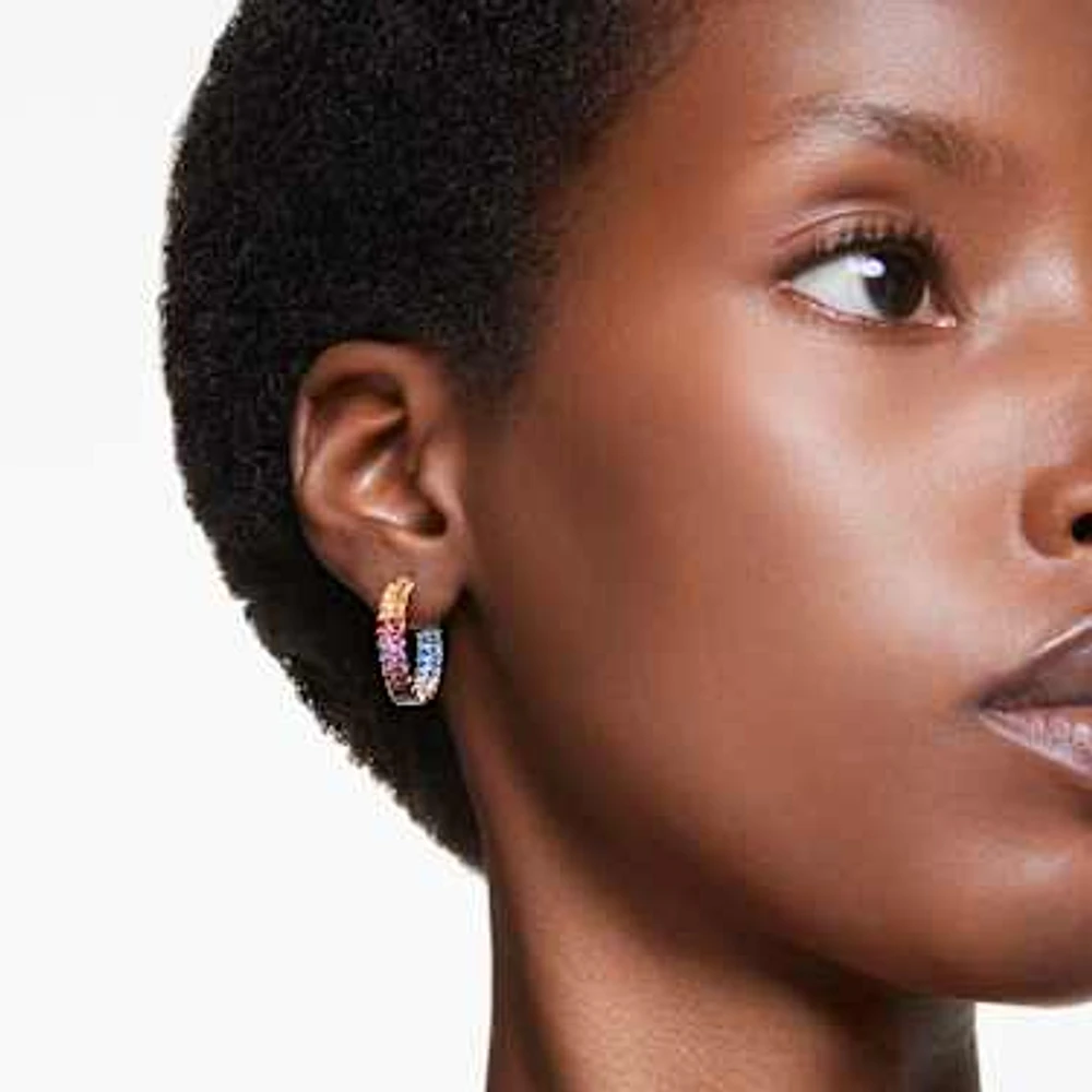 Swarovski Matrix hoop earrings, Baguette cut, Multicoloured