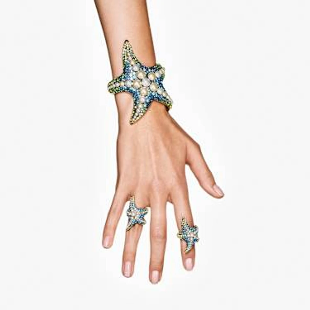 スイート Swarovski Idyllia cocktail ring, Crystal pearls, Starfish