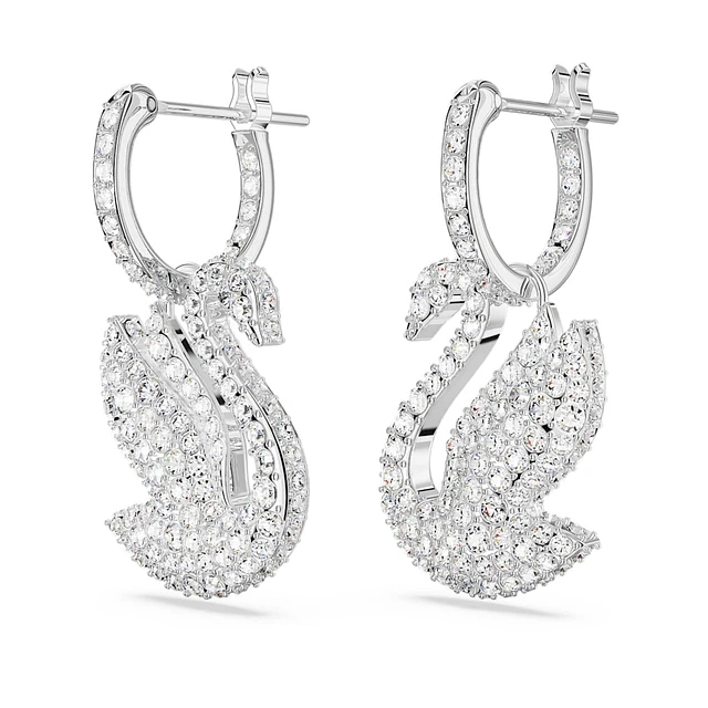 ピアス wing bling 14k post swan earrings Stamped SWAN Goldtone Clear Swarovski Crystal 14k Gold Post