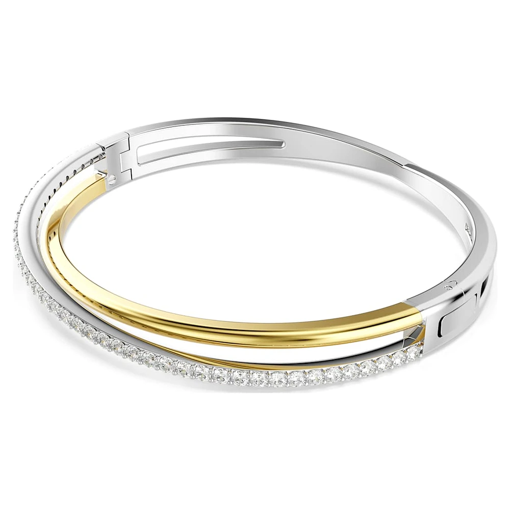 Swarovski Hyperbola bangle, Round cut, White, Mixed metal