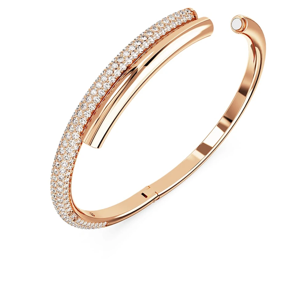 Swarovski Dextera bangle, Magnetic closure, White, Rose gold